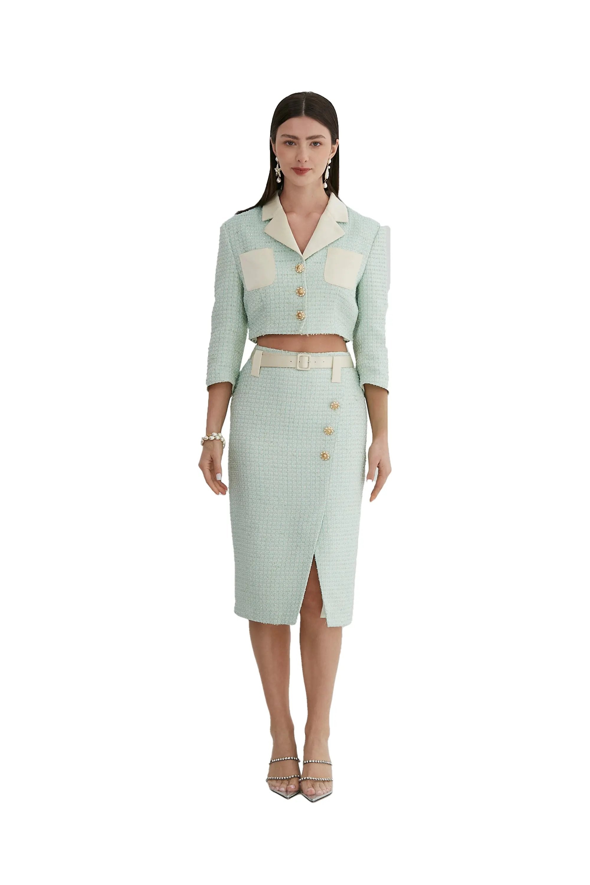 Women’s Spring Temperament High Fanny Pack Butt with Button Suit ULA